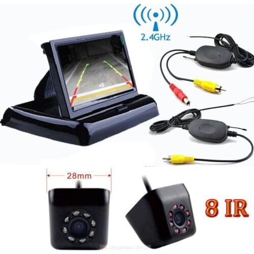 2.4G Wireless Auto Parking Assistance IR Night Vision Car CCD Rear View Camera With 4.3 inch Color Car Video Foldable Monitor