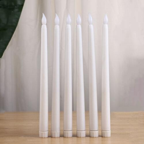 Led battery operated Flameless Flickering Ivory taper candle lamp candlestick Xmas wedding table Home Church Bar decor 28cm(H)
