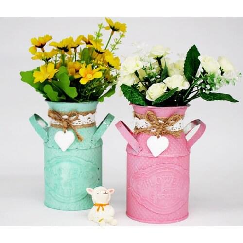 Fresh Flower Pot Living Room Floral Bucket Store PastoralIron Crafts Decor Gifts
