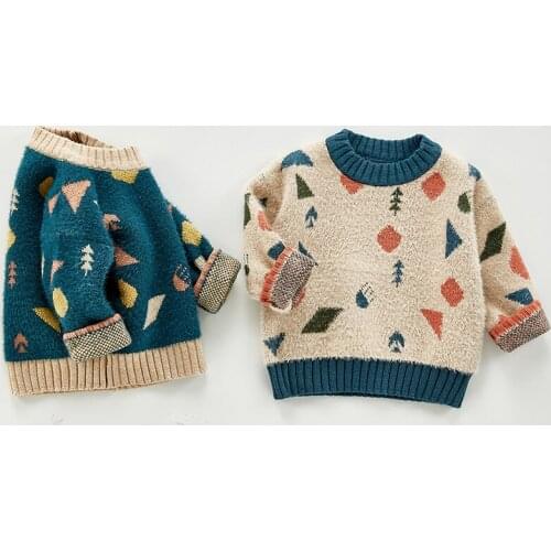 2021 New Autumn Winter Fleece Sweater Baby Girl Clothes Knitted Boy Clothes Sweatshirt Toddler Clothes For Newborn