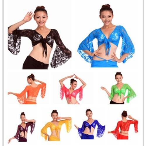 High quality sexy women belly dance tops lace belly dancing clothes on sale