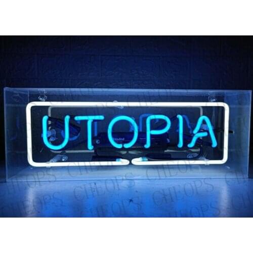 Utopia Acrylic Box Gift Neon Signs Real Glass Tube Beer Bar Pub Bedroom Wall Homeroom Girlsroom Party Decor Lamp 14"x5"
