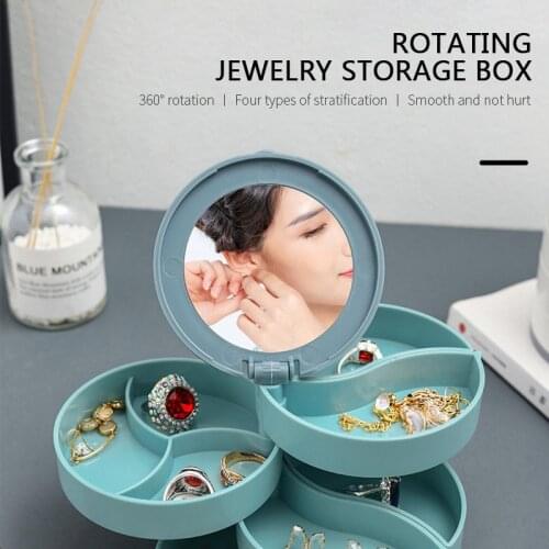 Rotating Multilayer Jewelry Box Earring Storage Box Bracelet Earring Earring Necklace Jewelry Stand Dustproof Box