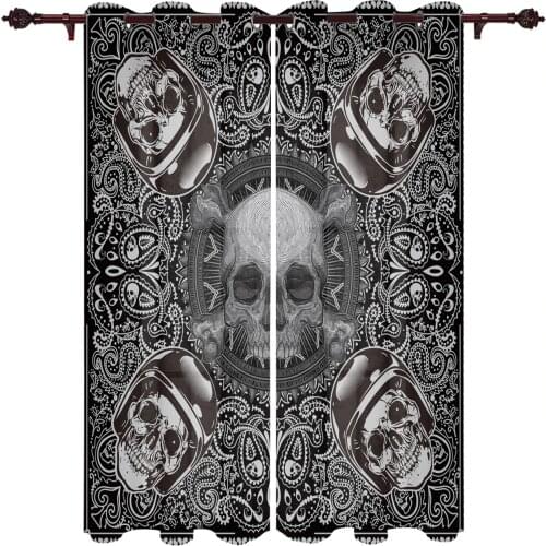 Living Room Curtains Paisley Pattern Skull Modern Home Decor Bathroom Kitchen Bedroom Balcony Floor Valance Curtains
