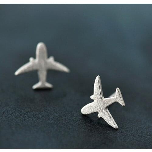 Daisies New Arrival Pure 925 Sterling Silver Aircraft Airplane Stud Earrings for Women Girls Gift Fashion Statement Jewelry