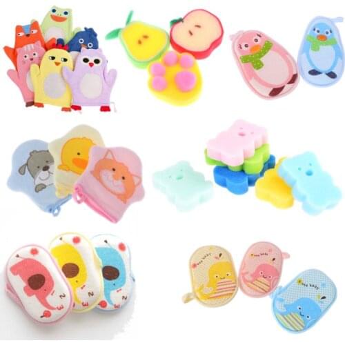 1pc Comfortable Soft Towel Accessories Infant Children Rub baby Rubbing Body Wash Sponge Cotton Bath Brushes Shower Products