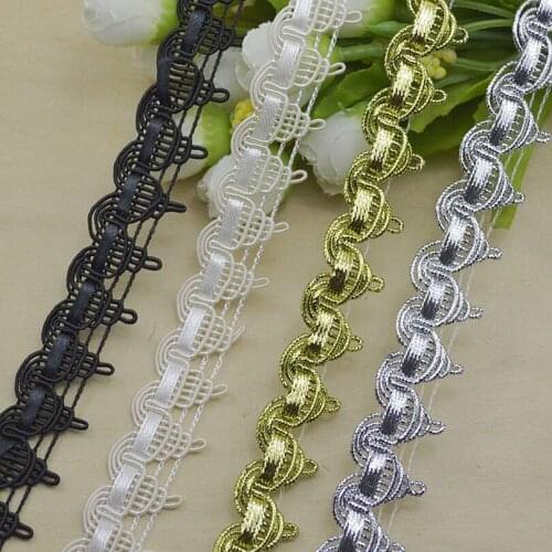 100Metre Fringe Golden Silver Black Sequined Ribbon Lace Trim Puntilla Braids Clothes Accessories Flecos Y Borlas Y Pasamanerias