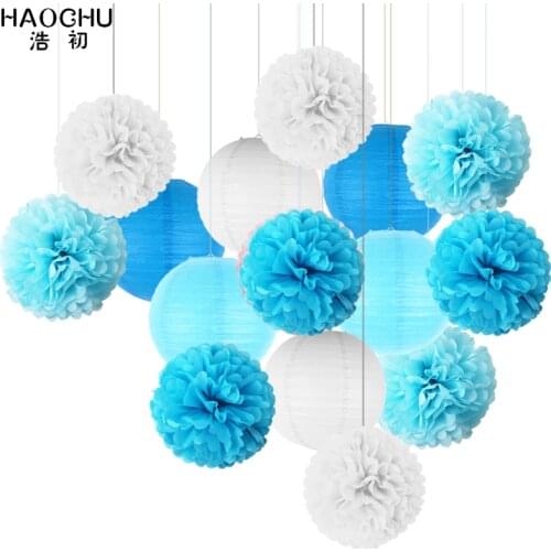 15pcs/set Mixed Paper Lanterns Tissue Paper Flower Balls For Wedding Birthday Decor DIY Baby Shows Party Decoration Supplies