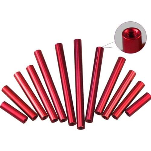 2pcs M3 outer diameter 5mm cylindrical aluminum pillar nuts aircraft model connecting column nut crimson color 40mm-100mm long