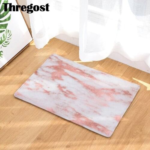 3D Printed Marble Pattern Doormat Kitchen Floor Hallway Mat for Entrance Indoor Carpet Anti-slip Rugs Welcome Mats Microfiber