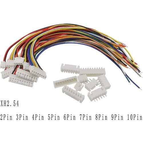 5/10Sets XH2.54 XH 2.54 JST Wire Connector 2P 3P 4P 5P 6P 7P 8P 9P 10Pin Plug XH 2.54mm Terminals Cable Socket Connectors 20CM