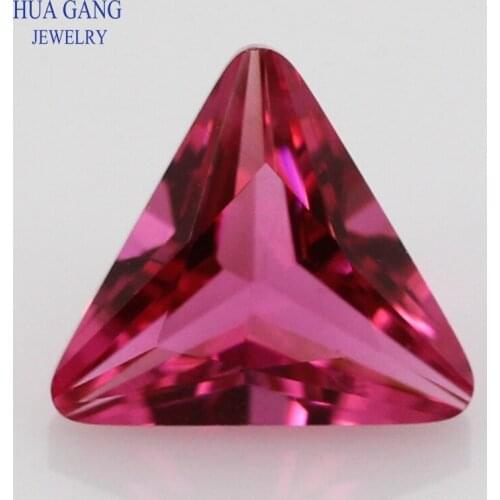 5# Rose Red Triangle Cut Corner Shape Princess Cut Loose Glass Beads Synthetic Gems For Jewelry Size 3x3~10x10mm Free Shipping