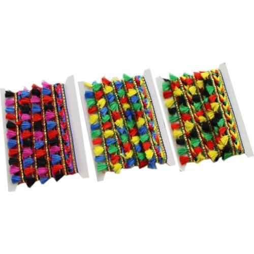 5 yards Ethnic Fringed Trimming 25mm drop Golden mixed Tassel Trim handmade materials,childrens clothing accesory