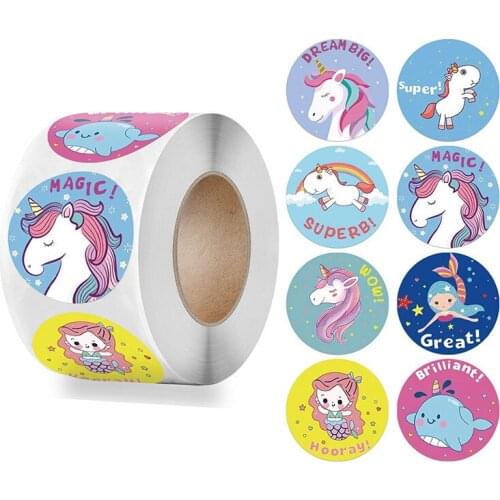 500pcs Unicorn THANK YOU Sticker Sealing Gift Decoration Label Roll Kawaii Stickers Personalized Journal handmade Art Supplies