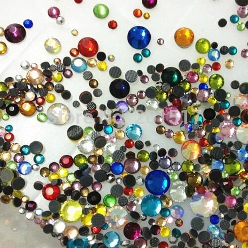 720pcs 20Gram Mixed Sizes Iron On DMC Hotfix Rhinestones Flatback Glue Backing Iron On Glass Stones DIY Crafts Decorations