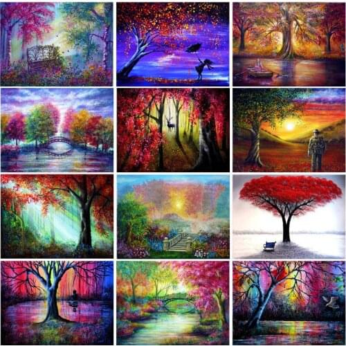 New Diy Diamond Embroidery Night Season Scenery Tree Cross Stitch Diamond Painting Full Round Diamond Painting Rhinestone Gift