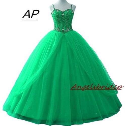 ANGELSBRIDEP Quinceanera Dresses Vestido 15 Anos Fashion Spaghetti Straps Beading Bodice Floor-Length Sweet 16 Debutante Gowns