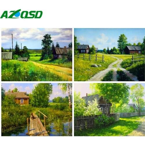 AZQSD Full Round Drill Diamond Mosaic Landscape Summer Needlework 5D Home Decor Gift Diamond Painting Embroidery Handmade Arts
