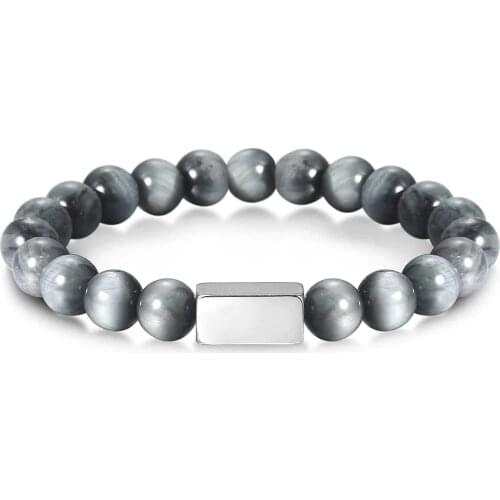 10mm Natural Stone Bead Engraving Bracelet for Men Women Lava Eagle Tiger Eye Stone Bracelet Stretch 17-20cm DPZ011