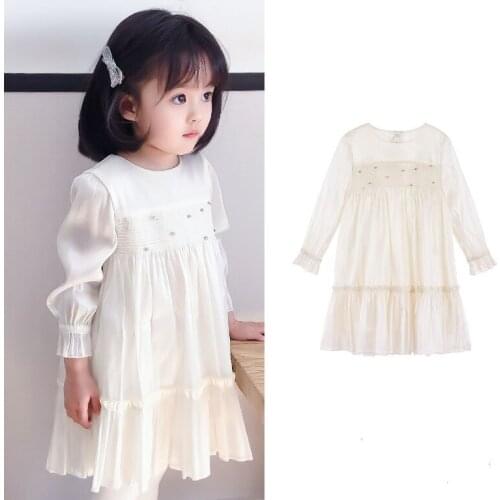 Brand 2021Girls' Glitter Satin Moonlight White High-Chest Luxury Dress