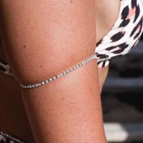 One Row Rhinestone Upper Arm Bracelet Chain Wedding Jewelry for Women Bling Crystal Armlet Tennis Hand Chain Armband Accessories