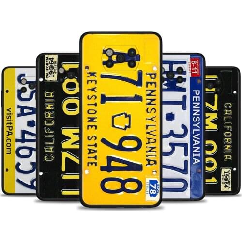 Case For Poco X3 NFC M3 Pro M3 F3 F1 Capa for Mi Note 10 Pro Caso For Xiaomi CC9 Pro A3 A2 Retro Cool License Plate Number