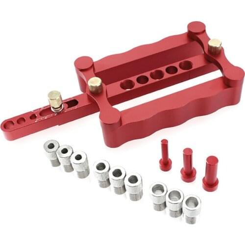 Woodworking Self Centering Dowelling Jig Set for Metric Dowels 6/8/10mm Precise Punch Locator Drilling Tool, Aluminum Alloy