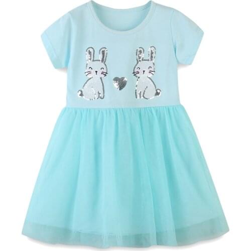 Jumping Meters Animals Beading Kids Party Dresses for Girls Clothes Vestido Toddler Dress Tutu Mesh Princess Kids Dresses
