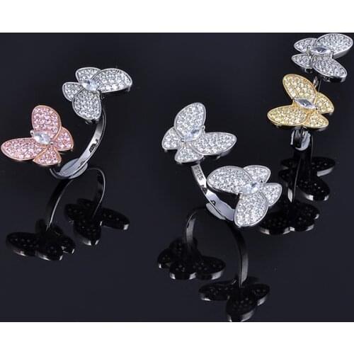 Designer Fashion 925 Sterling Silver Jewelry 3A Cubic Zirconia Party Adjustable Ring