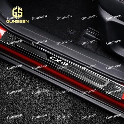 For Mazda CX3 CX-3 CX 3 Car Door Sill Scuff Plate Auto Accessories Protector Cover pedal Styling Sticker 2017 2018 2020 2019