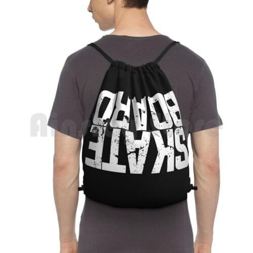 Skateboard Backpack Drawstring Bags Gym Bag Waterproof Skateboard Skateboarding Ollie Skating Skater Girl I Love