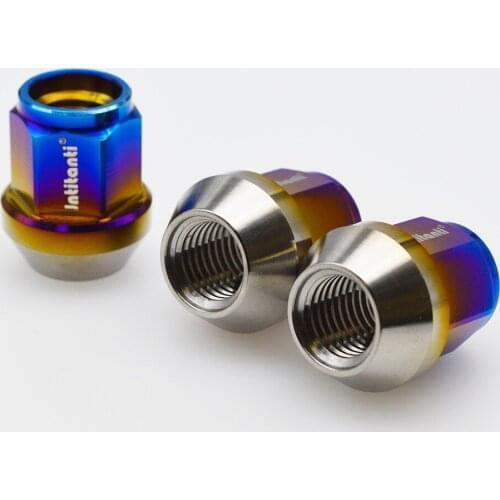 High performance strong burnt blue color 60 degree cone seat open end Gr.5 titanium alloy lug nut M12*1.5*27mm