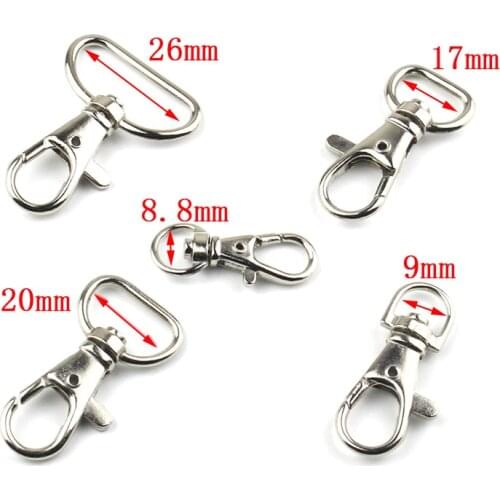 5PCS Metal Swivel Trigger Lobster Clasps Clip Snap Hook Key Chain Ring Outdoor Lanyard Craft Bag Parts Pick 6 Size 8.8mm~26mm