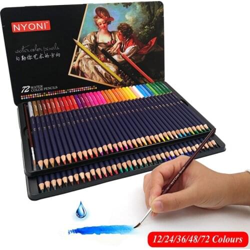 Professional Watercolor Pencil 12/24/36/48/72 Colors Drawing Set Water Soluble Coloured pencils For Painting School Supplies