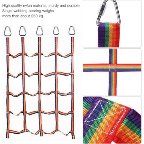 Nylon Kids Climbing Cargo Net Swingset Ribbon Net Obstacle Course Sports Training 250KG Capacity