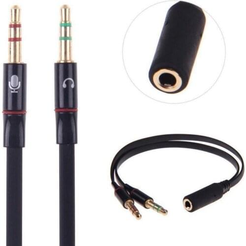 New Splitter Headphones Jack 3.5 Mm Stereo Audio 2 Male To 1 Female Cable Adapter Microphone Plug for Earphone Portable