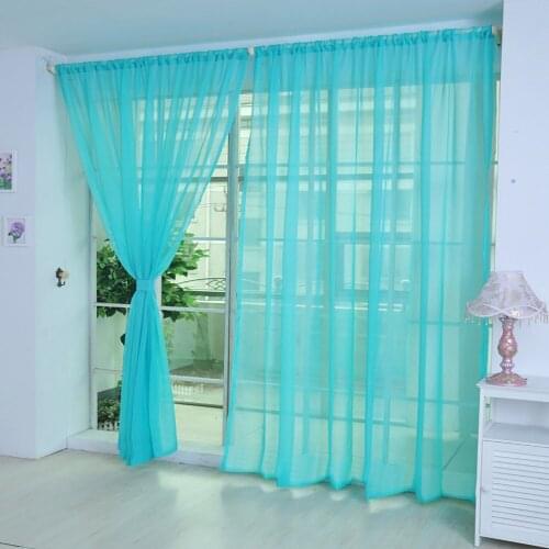 Ouneed Pure cyan Color Tulle Door Window Curtain Modern Translucidus 100% brand new and high quality Window Curtain Z30515