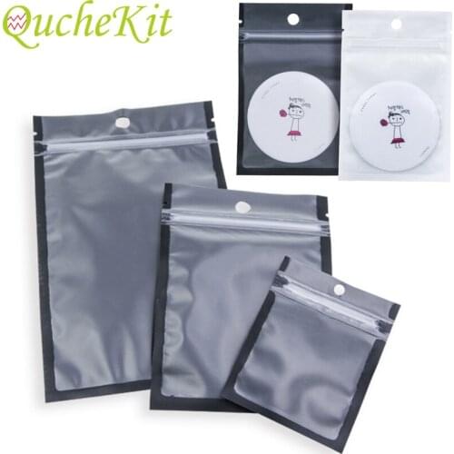 Black Zip Lock Plastic Storage Packaging Bags With Clear Window Reusable Self Seal Zipper Bags Seal Fresh Food Retail Gift Bags