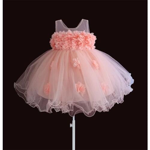 Baby girls dresses lace flower kids clothing princess wedding baptism children wear 1 year birthday vestido infantil 6M-4Y