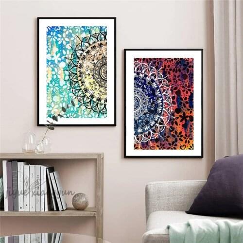 Colourful Mandala Geometric Abstract Canvas Poster Boho Zen Wall Art Print Painting Decorative Picture Modern Living Room Decor