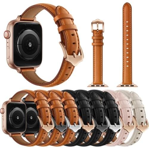 Genuine Leather Watchband for Apple Watch 44mm 40mm Business Stylish Strap Bracelet for Iwatch 38mm 42mm Series 6 5 4 3 2 1 SE