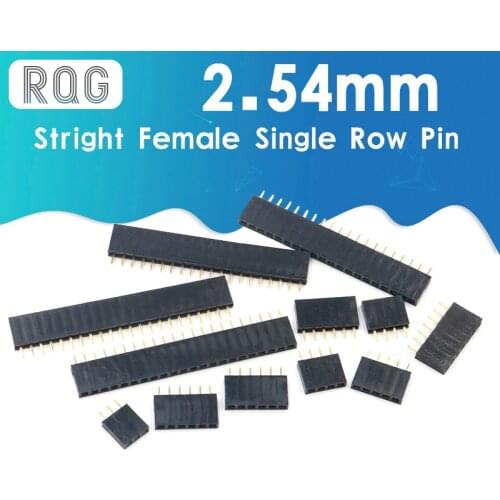 Pitch 2.54mm 2/3/4/5/6/7/8/9/10/11/12/13/14/15/16/17/18/19/20/40 Pin Stright Female Single Row Pin Header Strip PCB Connector