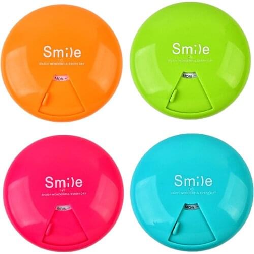 4 Colors 7 Days Weekly Rotating Pill Box Medicine Holder Tablet Storage Capsule Case Organizer Travel Container Pill Splitters
