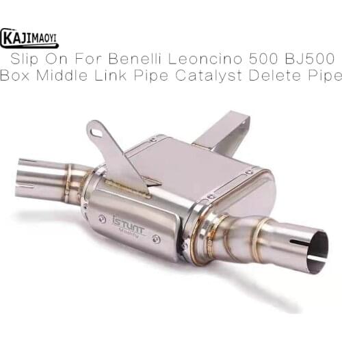 Motorcycle Exhaust Modified Stainless Steel Box Middle Link Pipe Catalyst Delete Pipe Slip On For Benelli Leoncino 500 BJ500