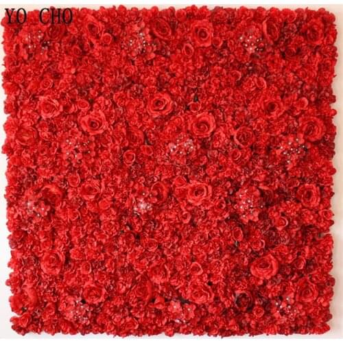 YO CHO 40X60CM Real Touch Artificial Flower Wall With Portable Wedding Backdrop Stand For Wedding Decor DIY Flower Wall Backdrop