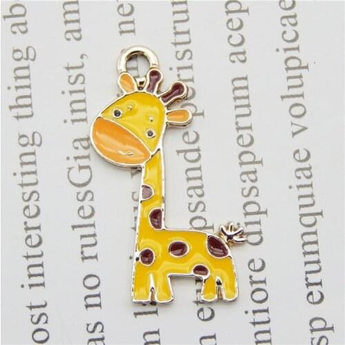 Julie Wang 8PCS Enamel Cartoon Giraffe Charms Zinc Alloy Animal Gold Tone Pendant Bracelet Jewelry Making Accessory
