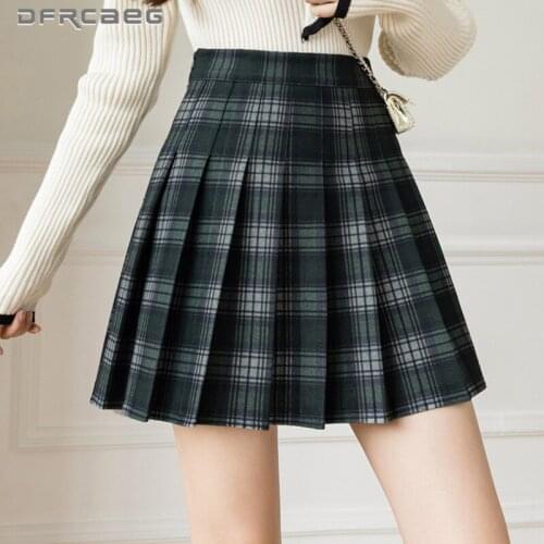 Autumn Winter Plaid Print Women Harajuku Plaid Skirt Mini 2021 High Waist Preppy Style Casual School Kawaii Skirts Shorts Female