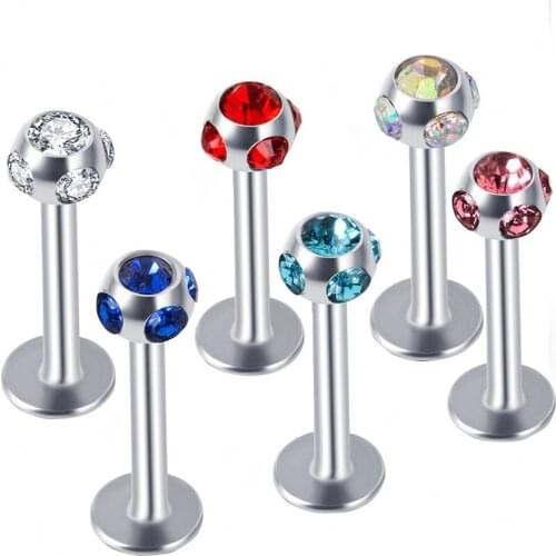 Woman Body Piercing Stainless Steel Crystal Ball Lip Ring Trend Mouth Piercings Sexy Women Goth Punk Women Jewelry Accessories