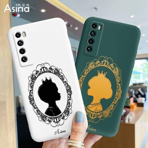 ASINA Liquid Silicone Case For Huawei Nova 7 8 6 Pro Cover Cartoon Prince Couple Cases For Nova 3 3i 4 5t 5z King Queen Fundas