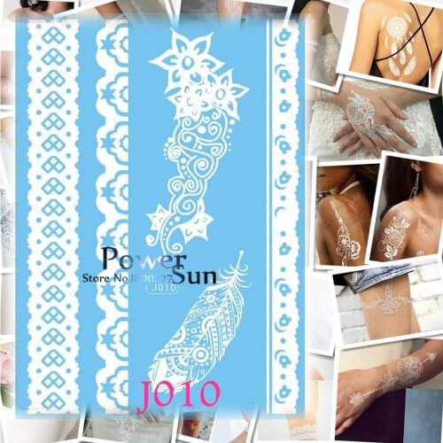 1PC Fashion Bracelet Feather Design Waterproof Decal Tattoo Body Arm Leg Art Temporary Tattoo Paste Women White Henna Tatoo PJ10